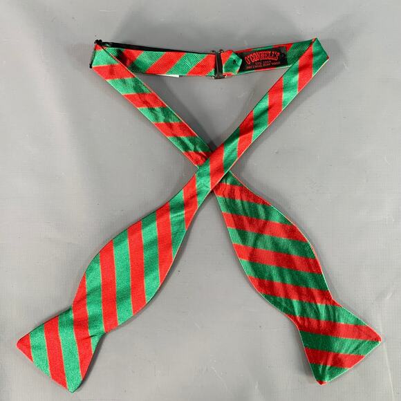 O'CONNELL'S Red Green Diagonal Stripe Bow Tie - Picture 1 of 5
